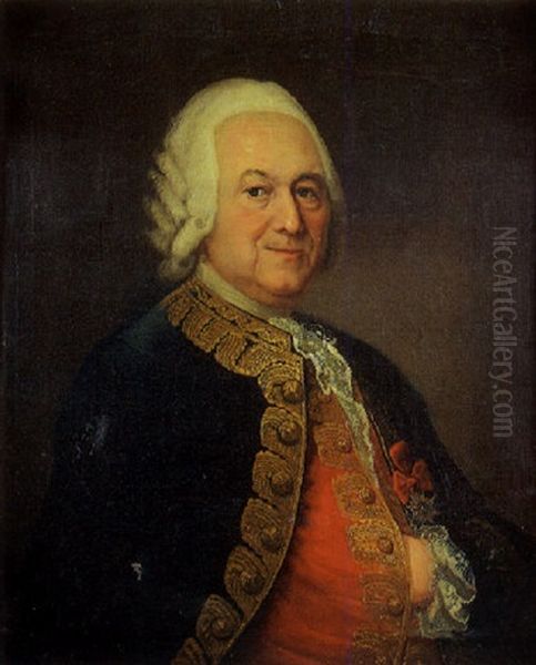 Portrait D'homme Au Gilet Rouge Oil Painting by Carle van Loo