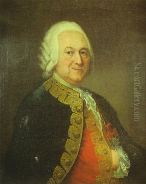 Portrait D'homme Au Gilet Rouge Oil Painting by Carle van Loo