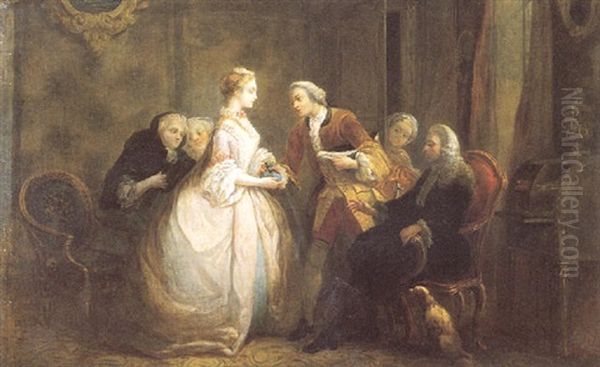 La Remise De La Dot Oil Painting by Carle van Loo