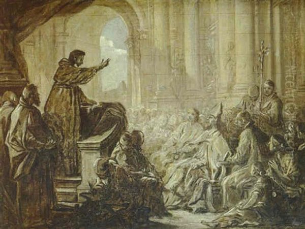 La Predication De Saint Augustin Devant Valere Oil Painting by Carle van Loo