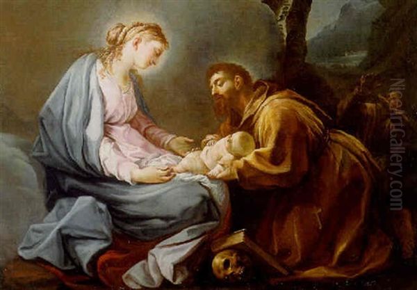 The Virgin And Child With Saint Francis Oil Painting by Carle van Loo