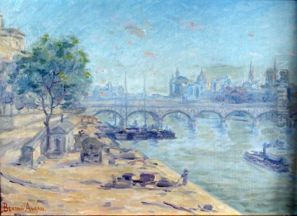 Les Quais De La Seine A Paris Oil Painting by Benoit Benoni-Auran