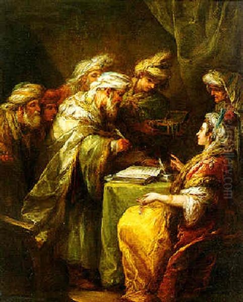 The Marriage Contract Oil Painting by Carle van Loo