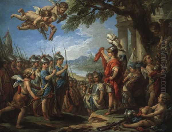 L'entrain Ement Militaire Des Cupidons Oil Painting by Carle van Loo