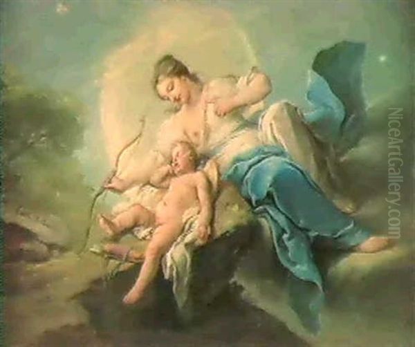 Diane Desarmant L'amour; Venus Et L'amour Oil Painting by Carle van Loo