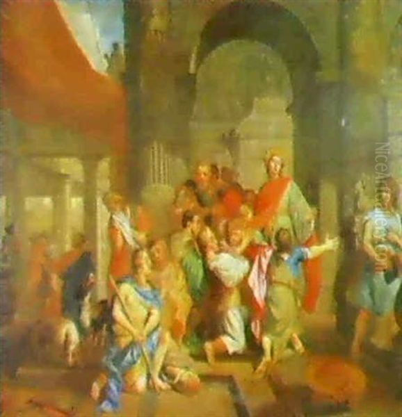 Joseph Welcoming His Brothers Oil Painting by Carle van Loo