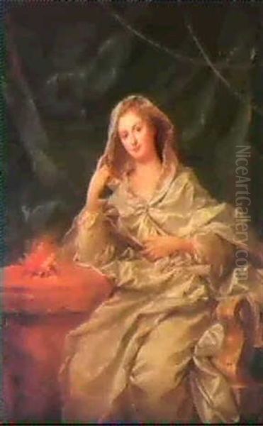 Portrait De Femme En Vestale Oil Painting by Carle van Loo