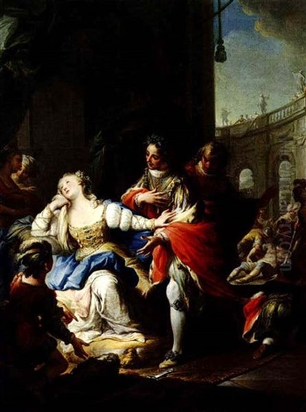 A Regal Scene, Possibly The Story Of Tomyris Oil Painting by Carle van Loo