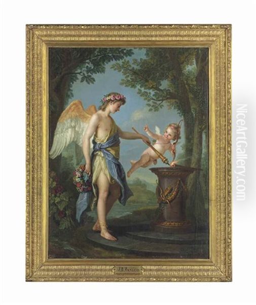 Hymen And Cupid Oil Painting by Charles Amedee Philippe van Loo