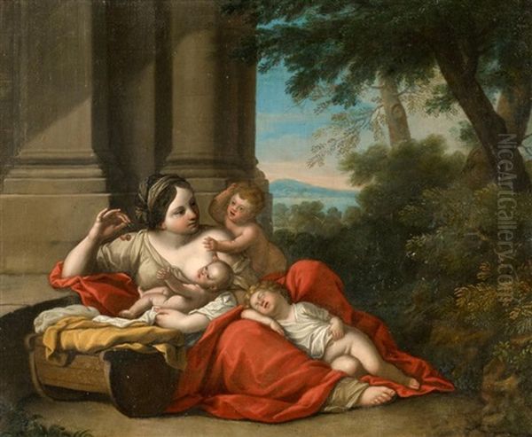 Allegorie Der Fruchtbarkeit -caritas Oil Painting by Charles Amedee Philippe van Loo