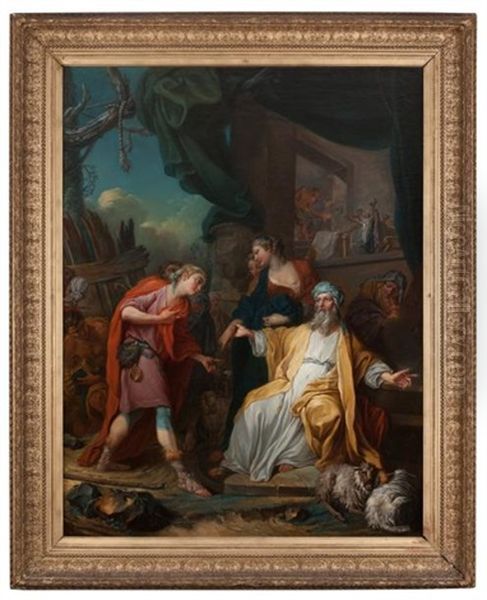 Rebecca Recevant Des Mains D'eliezer Les Presents D'abraham Oil Painting by Charles Amedee Philippe van Loo