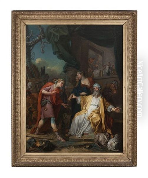 Rebecca Recevant Des Mains D'eliezer Les Presents D'abraham Oil Painting by Charles Amedee Philippe van Loo