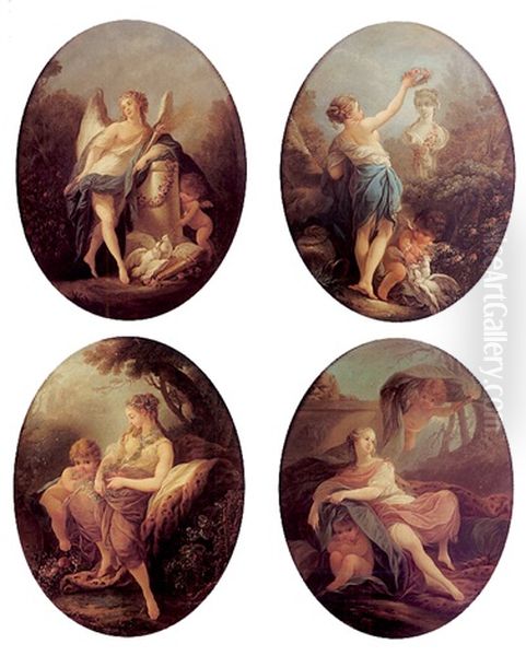 Les Quatre Saisons Oil Painting by Charles Amedee Philippe van Loo