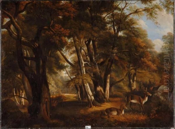 Gibier Traque Lors D'une Chasse A Courre Oil Painting by Jean Achille Benouville