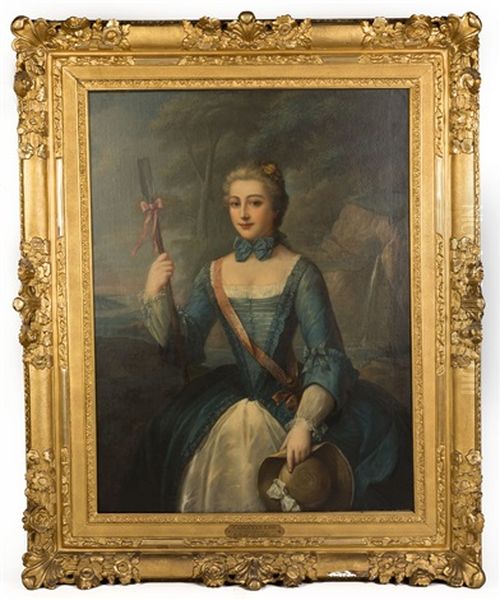 Portrait Of Madame De Brancas Oil Painting by Charles-Andre van Loo