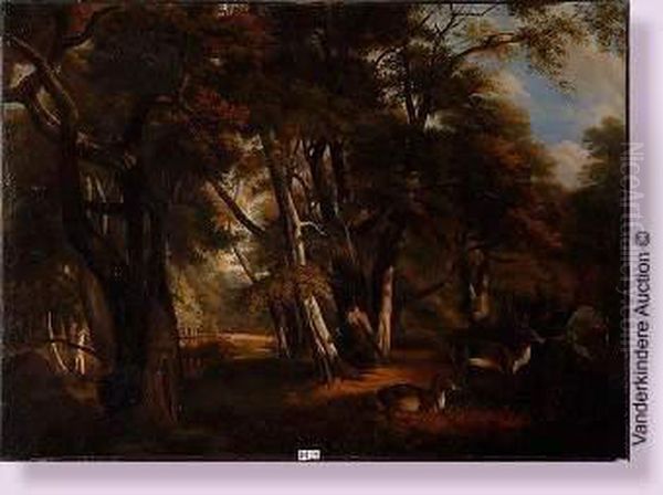 Gibier Traque Lors D'une Chasse A Courre Oil Painting by Jean Achille Benouville