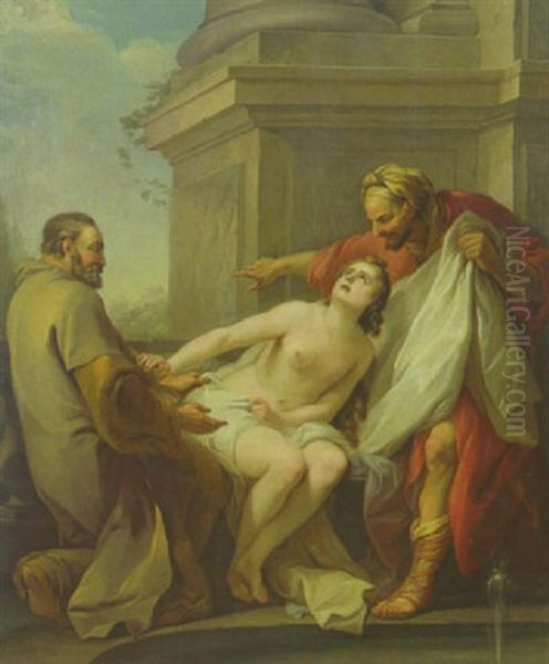 Susanna Im Bade, Von Den Beiden Alten Beobachtet Oil Painting by Francois van Loo