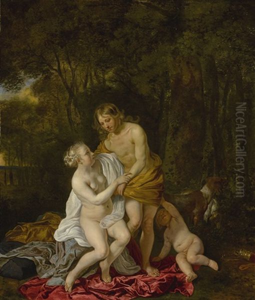 Venus And Adonis Oil Painting by Jakob van Loo