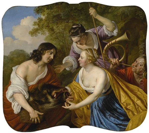 Meleager And Atalanta Oil Painting by Jakob van Loo