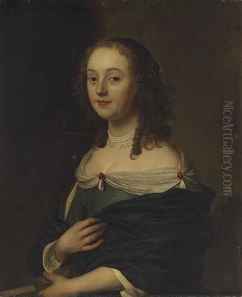 Portrait Of A Young Lady In A Blue Dress, Half-length Oil Painting by Jakob van Loo