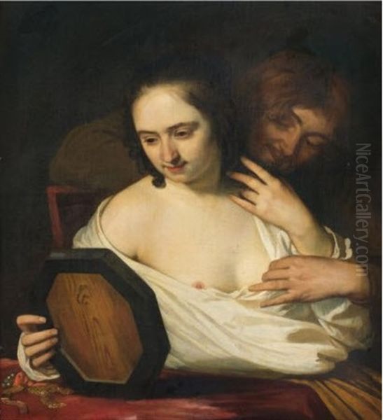 Jeune Femme Au Miroir Oil Painting by Jakob van Loo