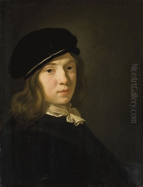 Portrait D'un Jeune Garcon A La Toque Ornee De Perles Oil Painting by Jakob van Loo