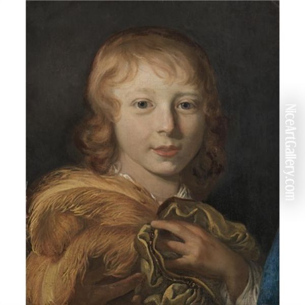 Portrait Of William Ii Of Orange-nassau As A Child, Holding A Feathered Cap Oil Painting by Jakob van Loo