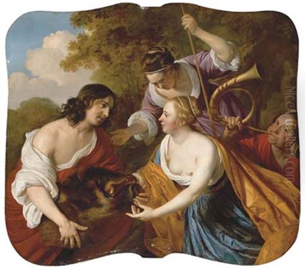 Meleager And Atalanta Oil Painting by Jakob van Loo