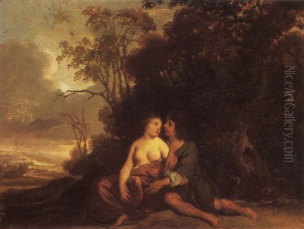 A Shepherd And Shepherdess Resting In A Landscape Oil Painting by Jakob van Loo