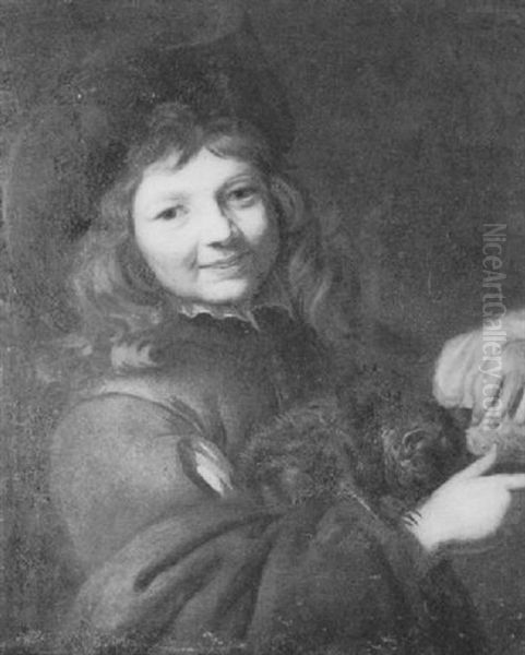 Portrait Of A Boy Holding A Cat Oil Painting by Jakob van Loo