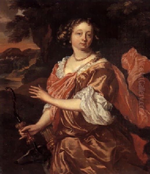 Diana Mit Bogen Und Jagdhund Oil Painting by Jakob van Loo