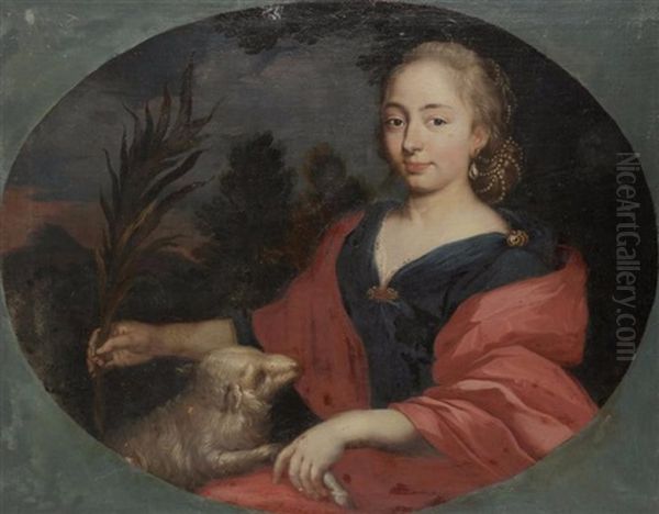 Portrait Allegorique En Sainte Agnes Dans Un Ovale Peint Oil Painting by Jean-Baptiste van Loo