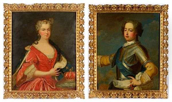 Portrait De Maria Leszczynska Et Portrait Du Jeune Louis Xv (pair) Oil Painting by Jean-Baptiste van Loo