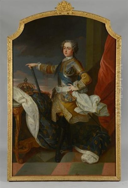 Portrait De Louis Xv En Armure Oil Painting by Jean-Baptiste van Loo