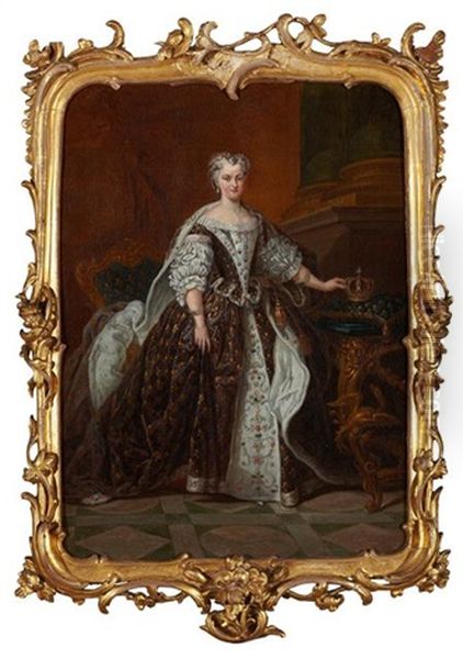 Full Length Portrait Of Maria Leszczynska, Wife Of Louis Xv Of France Oil Painting by Jean-Baptiste van Loo