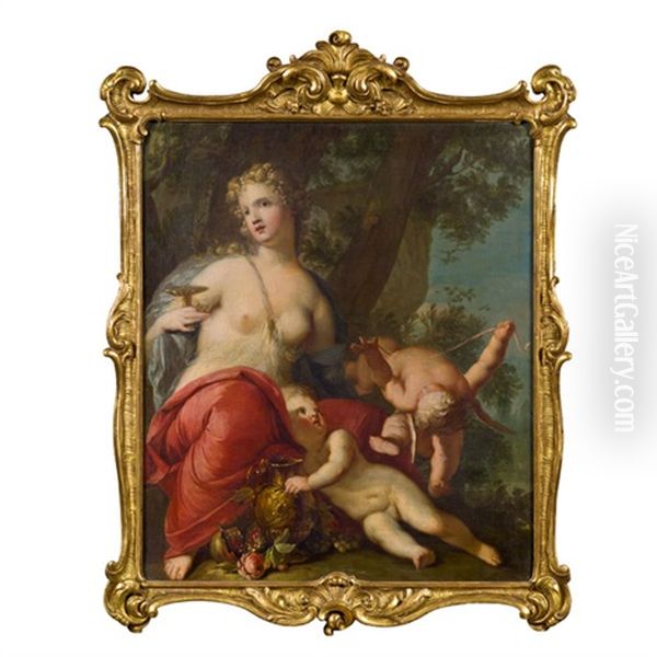 Venus Und Cupido Mit Zwei Spielenden Amoretten In Einer Landschaft Oil Painting by Jean-Baptiste van Loo