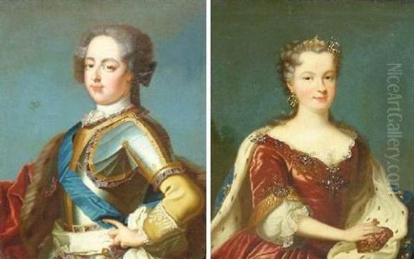 Portrait Du Roi Louis Xv (+ Portrait De La Reine Marie Leczinska; Pair) Oil Painting by Jean-Baptiste van Loo