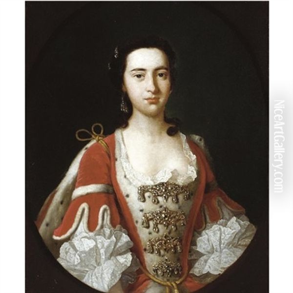 Portrait Of A Noblewoman, Traditionally Identified As Anna Maria, Baroness Dacre Oil Painting by Jean-Baptiste van Loo