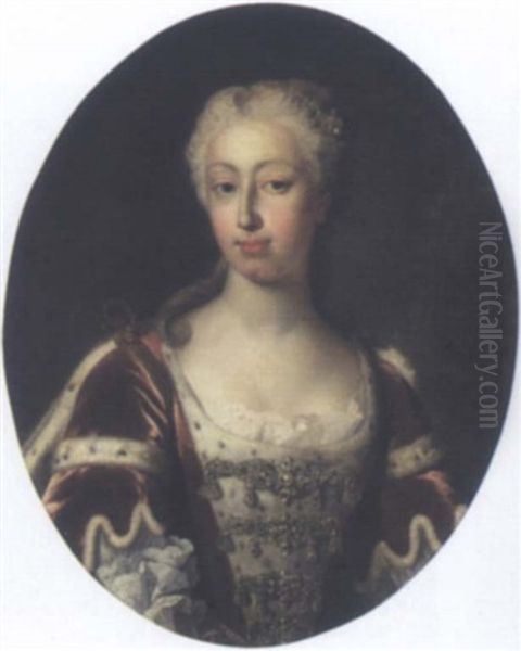 Portrait Of Augusta, Princess Of Wales Oil Painting by Jean-Baptiste van Loo