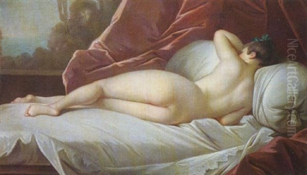 A Reclining Female Nude Oil Painting by Jean-Baptiste van Loo