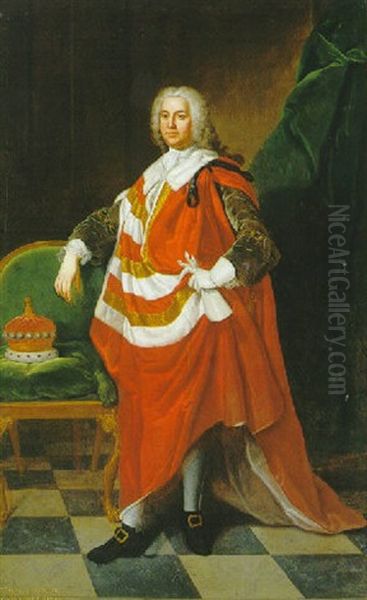 Full Length Portrait Of John Monckton, 1st Viscount Galway Oil Painting by Jean-Baptiste van Loo