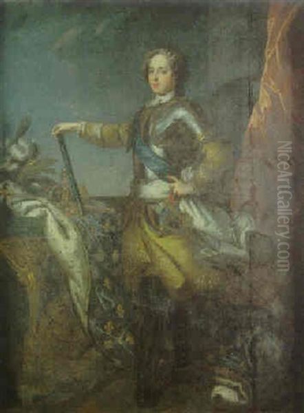 Portrait Du Roi Louis Xv Jeune En Armure Oil Painting by Jean-Baptiste van Loo