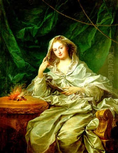 Portrait De Femme En Vestiale Oil Painting by Jean-Baptiste van Loo