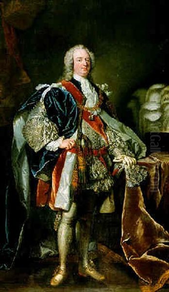 Portrait Of Charles 2nd Duke Of Richmond Wearing Garter Robes Oil Painting by Jean-Baptiste van Loo