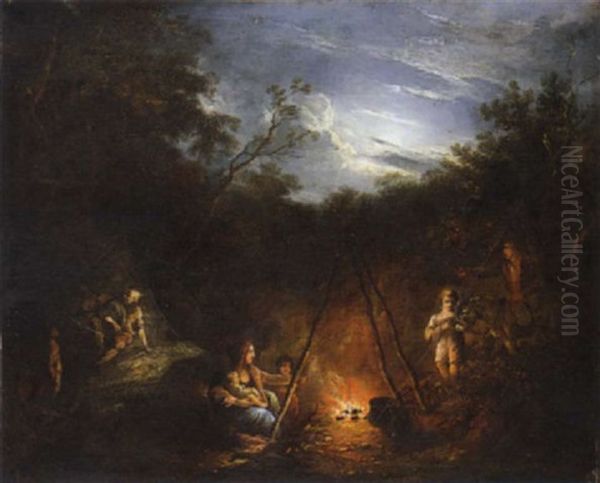 Riposo Durante La Fuga In Egitto Oil Painting by Jules Cesar Denis van Loo