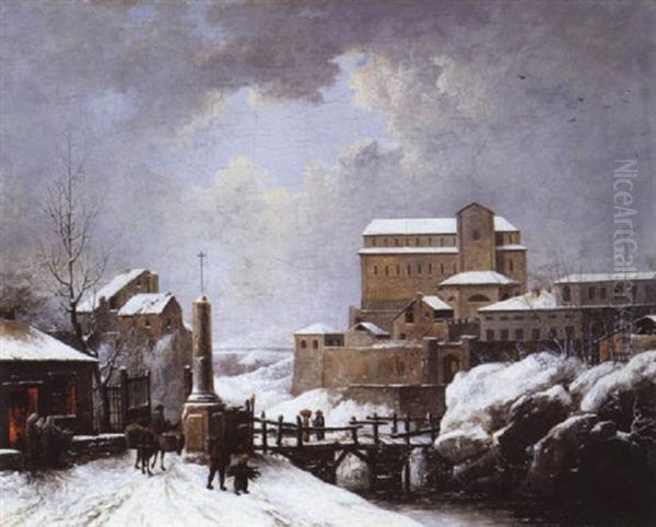 Paysage De Neige Oil Painting by Jules Cesar Denis van Loo