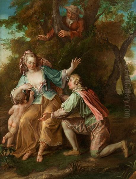 Galante Szene Im Park Oil Painting by Louis Michel van Loo