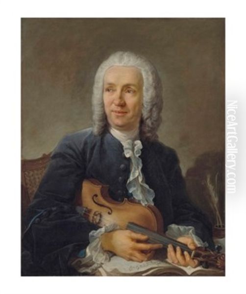 Portrait D'un Violoniste Oil Painting by Louis Michel van Loo