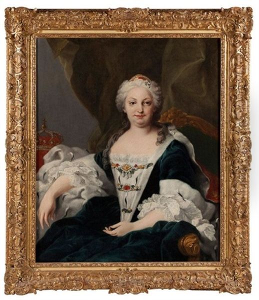 Portrait D'elisabeth Farnese, Reine D'espagne, Seconde Femme De Philippe V Oil Painting by Louis Michel van Loo