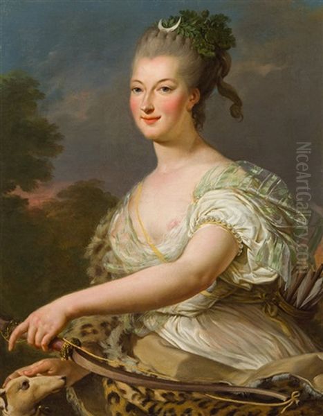 Allegorical Portrait Of A Lady As Diana Oil Painting by Louis Michel van Loo